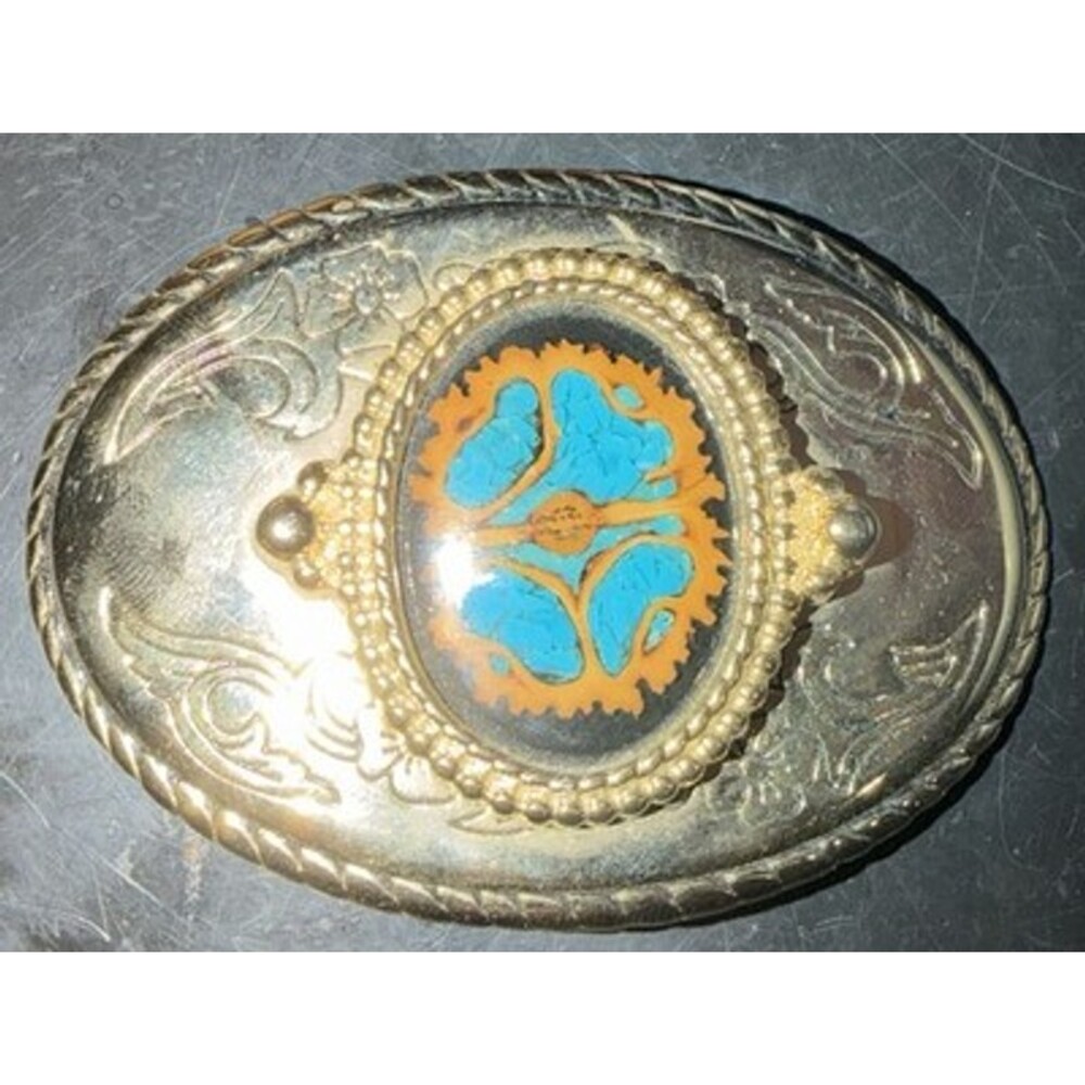 Vintage Western Belt Buckle - Gold Tone - Made In The USA